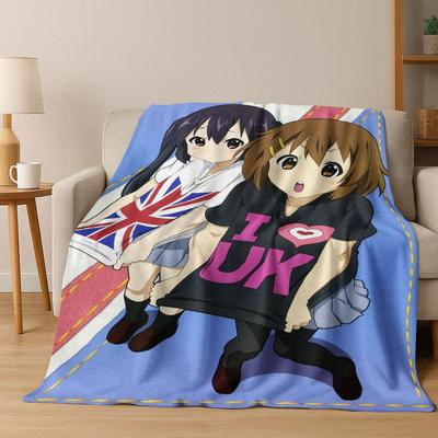 Аниме K-ON Кавайная Девочка Хирасава Юи Музыкальный Мультфильм Фланелевое Одеяло, Уютное Мягкое Плед для Дома Спальни Кровати Дивана Покрытие Ребенок
