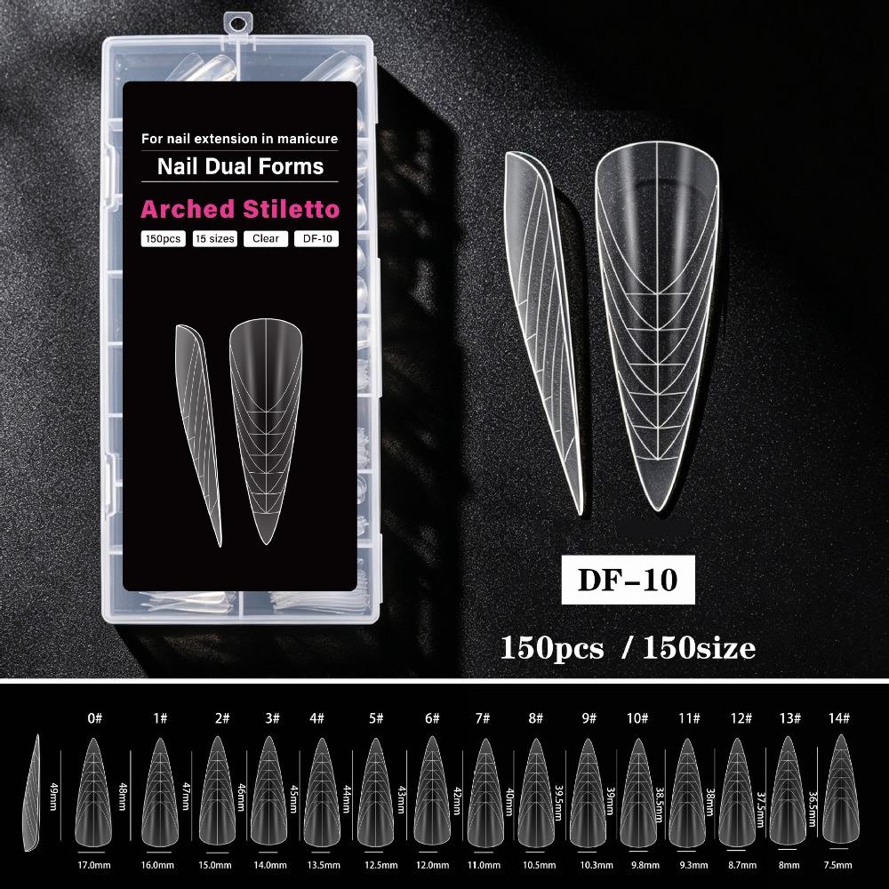 150PCS Square Almond French Nail Dual Form Press on Nails French Manicure Tool