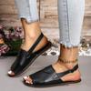 Large Size Sandals Women's New Fashion One-word Buckle Strap Flat-soled Sandals Women 43