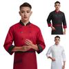 Unisex Chef Uniform with Chest Pocket Stand Collar Long Sleeve Double Breasted Chef Shirt