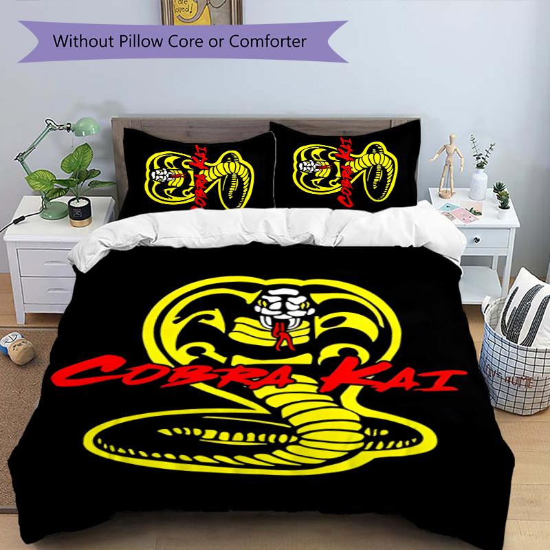 Cobra Kai 3pcs Bedding Set Duvet Cover Closure Includes 1 Duvet Cover & 2 Pillowcases for All Seasons Bedroom Home Dorm Decor