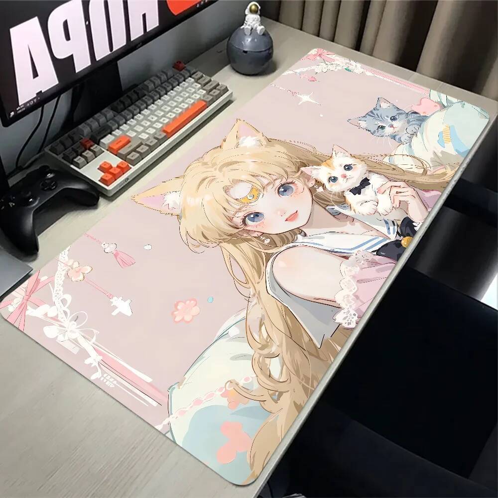 Sailor Moon Mouse pad Gaming Keyboard Accessories Pad HD print XXL Size kawaii girl Nonslip for Officer Desk Mat Laptop carpet