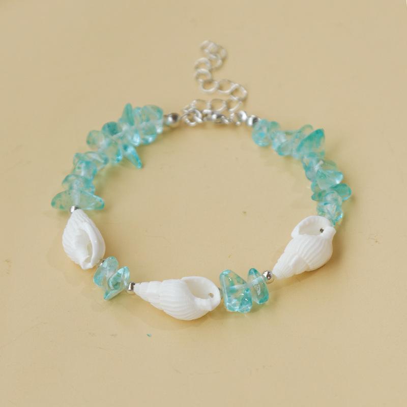 Handmade Seashell & Crushed Stone Bracelet with Lobster Clasp - Perfect Summer Travel Souvenir