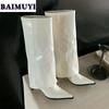 Knee High Boots Pointed Toe High Heels Women Sexy Shoes 2025 Trend Brand Punk Gladiator Goth Boots Woman Prom Pumps Mujer Botas