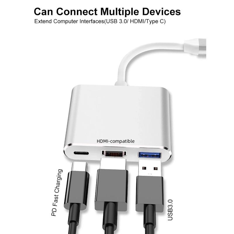 Хаб USB Type-c 3 в 1 Разветвитель USB C на HDMI-совместимый ХАБ Type-c на HDMI-совместимый USB3.0 Док-станция Для конвертера Macbook Air