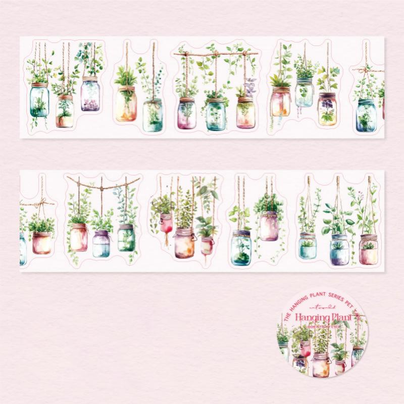 1 Roll Masking Tape 2m Hanging Potted Plants Die-Cut Tape Scrapbook DIY & Journal Planner Decoration For Phone Case Notebook