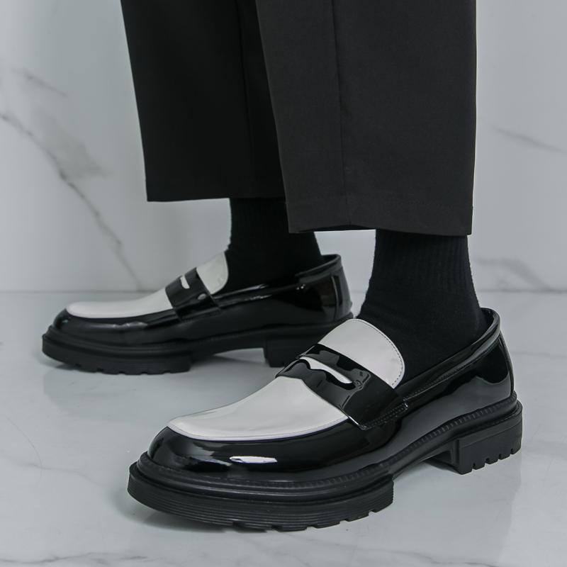 Мужские лоферы Черные Белые Платформа Лифт Кожаная обувь Толстая подошва Формальные Деловые Свадебное платье Выпускной обувь Большой размер