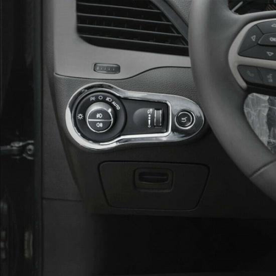For 2014- Jeep Cherokee ABS Chrome Interior Car Headlight Adjust Cover Trim