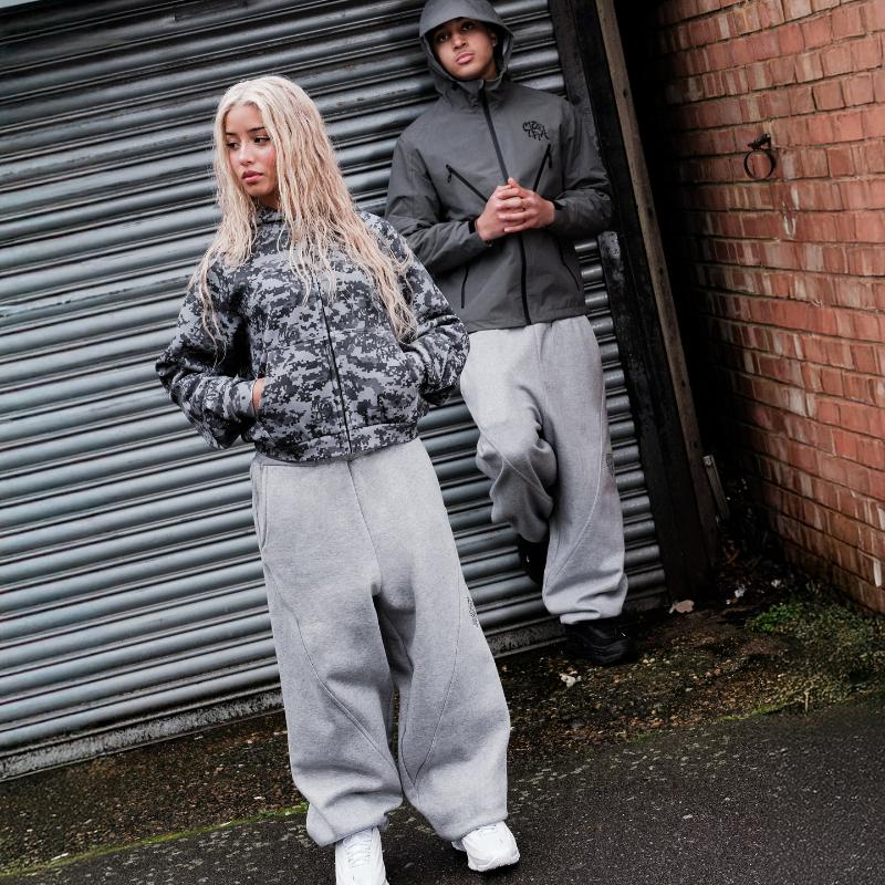 RogueWave Y2K Модные джоггеры Уличный ретро Обтекаемые швы Вышитый логотип Унисекс Спортивные штаны Хип-хоп Харадзюку Оверсайз Повседневные брюки