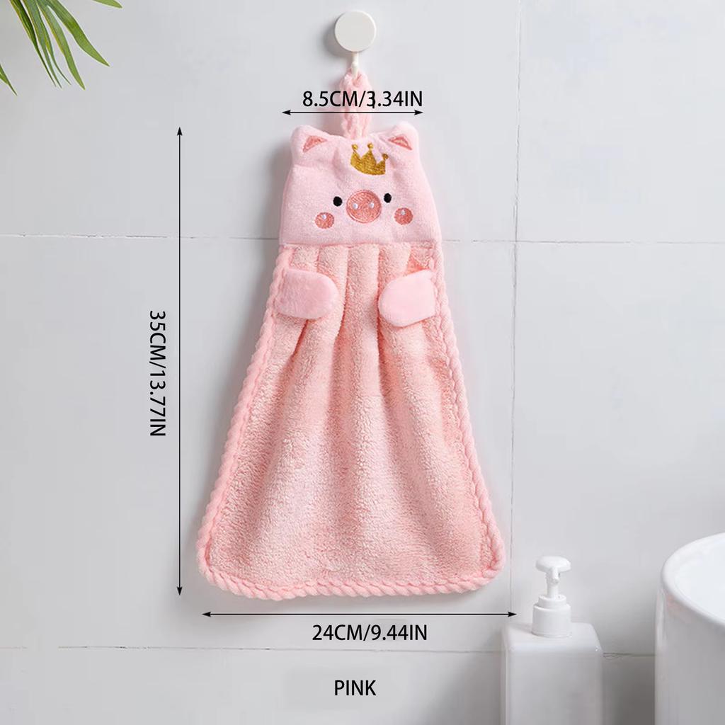 Милое полотенце для рук в виде свиньи, бытовые махровые полотенца из кораллового бархата для ванной комнаты, кухни, мягкие петли для подвешивания, быстросохнущие впитывающие салфетки, полотенце