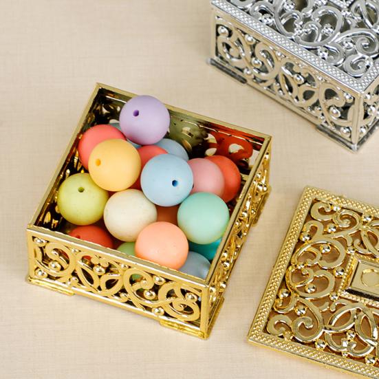 Винтажная шкатулка для украшений с ажурным узором, пластиковая коробка для конфет с золотым/серебряным покрытием, коробка для подарков на свадьбу/вечеринку, для колец, серег, ожерелий, принадлежности для девичника, дня рождения