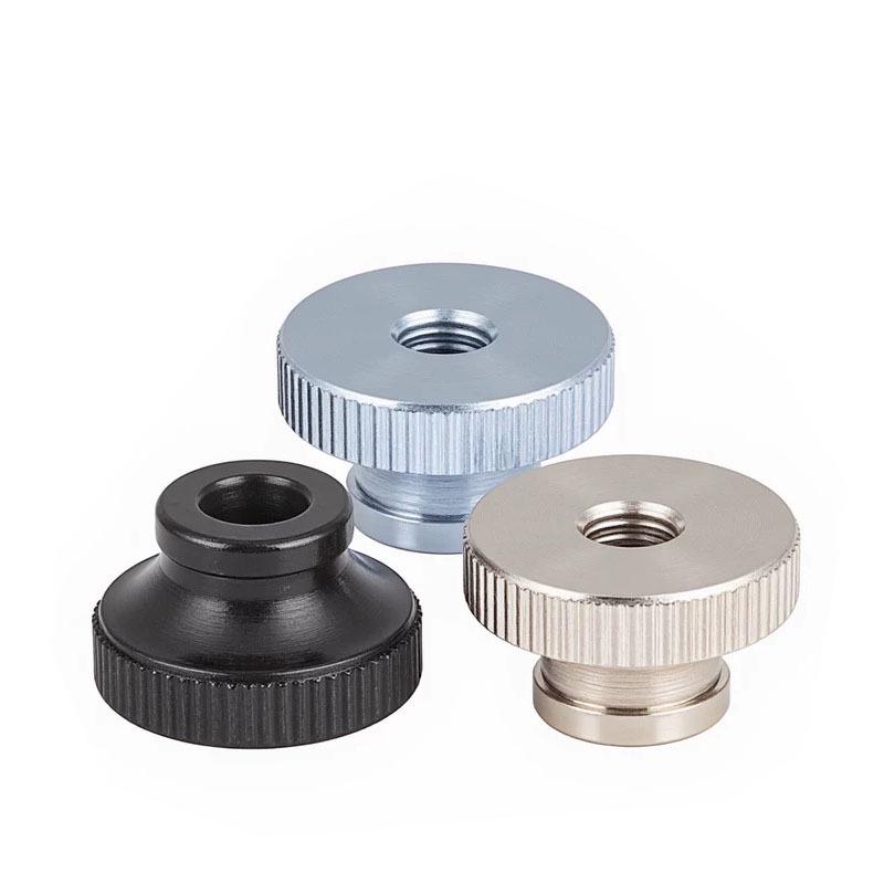 GB806 Knurled Hand-Tightened Double-Layer Nut, Black Zinc Galvanized Nickel-Plated.