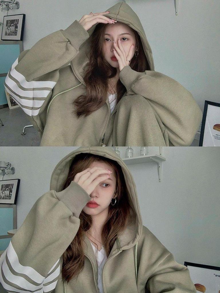 Influencer Women's Tracksuit Set: Loose Korean-Style Zipper Hoodie & Joggers for Autumn/Spring Casual Fashion