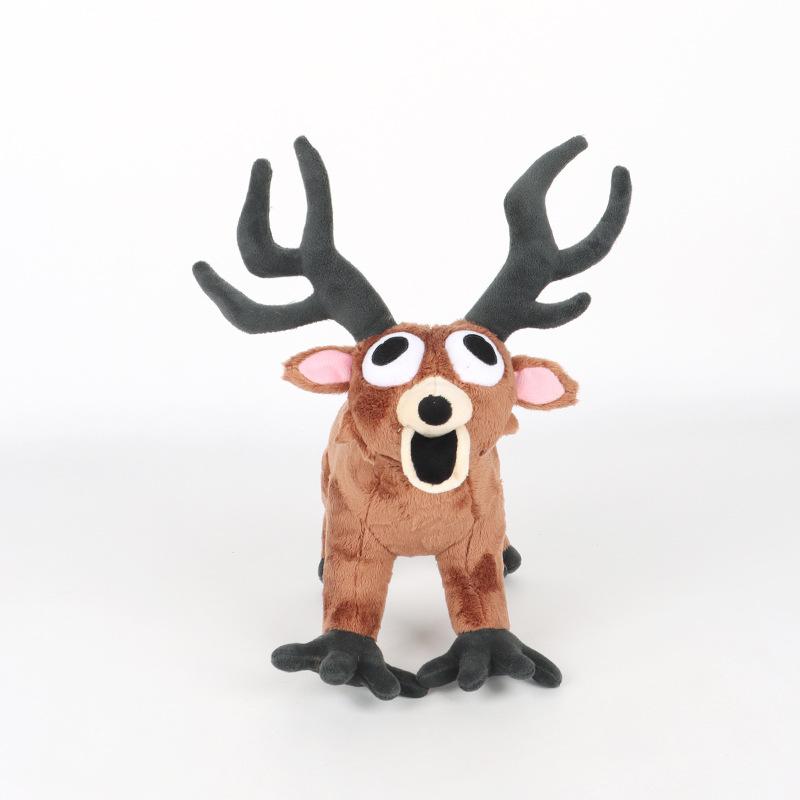 25cm 99 Nights In The Forest Plush Toys Game Brown Haired Man Black Cothed Elk Deer Stuffed Doll Plushie Pillow Christmas Gifts