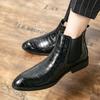 Men's Fashion Trends Luxury Brand Leather Ankle Boots Pointed Toe Low Heels Chelsea Boots  Business Dating Formal Office Shoes