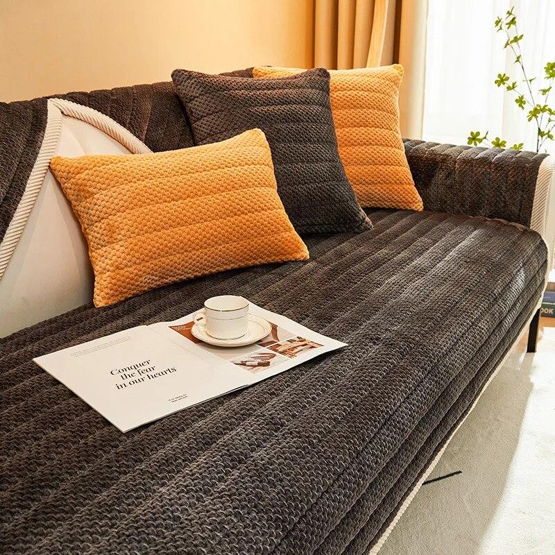 Thick Plush Sofa Covers Woven Fabric Non-slip Winter Warm Sofa Mat Slipcover Sofa Towel Couch Cushion for Room Home Mattress