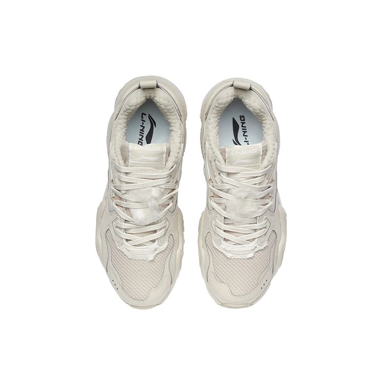 Кроссовки для бега Li Ning Cat Paw Lite с флисовой подкладкой, нескользящие, износостойкие, теплые, с низким верхом, женские, овсяно-серые AGCR230-2