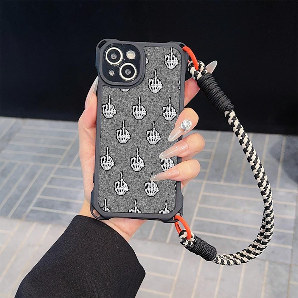 Мягкие чехлы для телефонов Ae80 Gesture Greeting Design Art для iPhone 16 15 14 13 12 11 Pro Max 8 Plus XR с ремешком на запястье, защитным шнурком для углов, задней крышкой