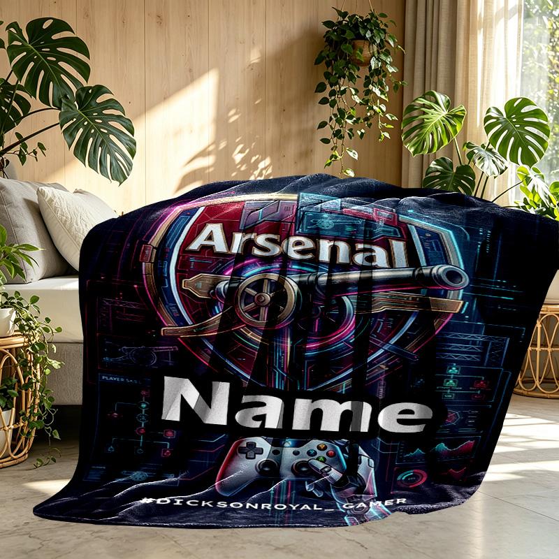 Custom Name Personalized Arsenal F.C Print Blanket, Home Decor, Bedroom, Sofa, Camping, Couch, Gifts for Birthday Christmas