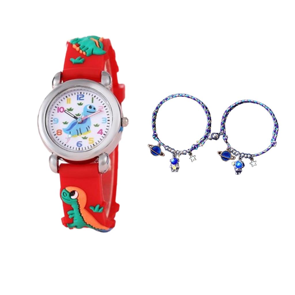 1 шт./2 шт. - Детские часы с ремешком с рисунком мультяшного динозавра, браслет для часов, подарочный набор, подходит для детских рождественских подарков