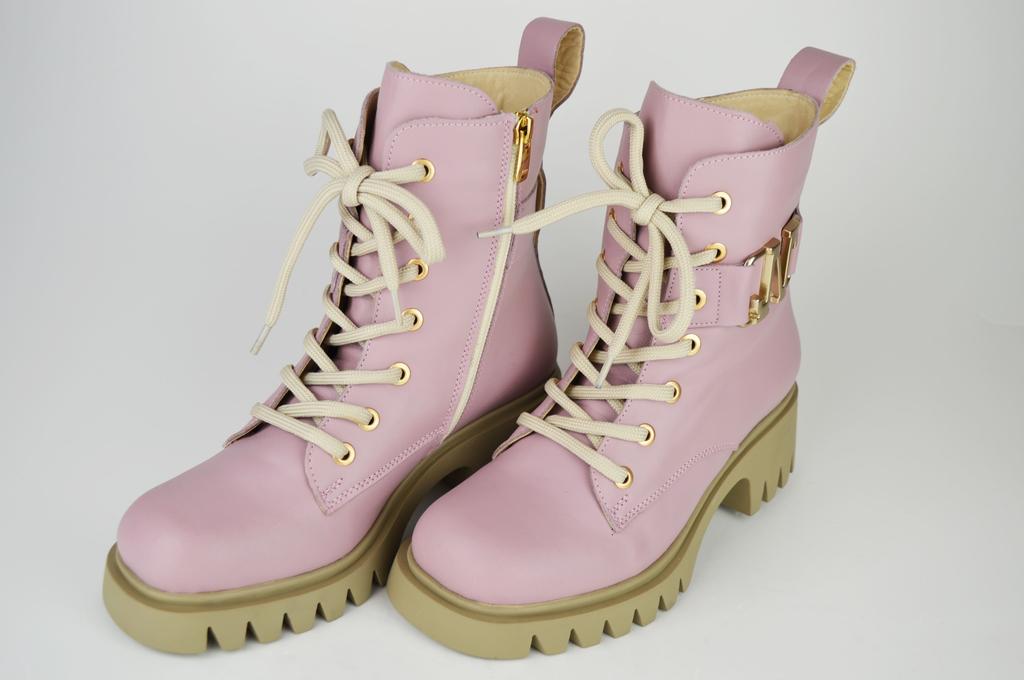 Ботинки кожаные Evromoda 2474 36 Розовые мех