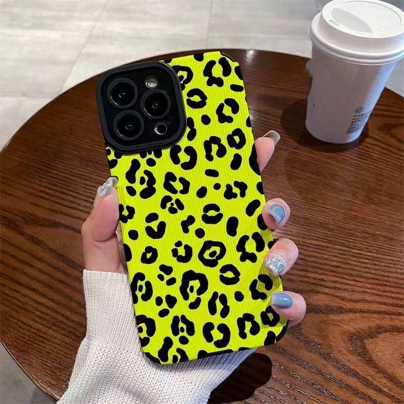 Yellow Leopard Print Case For Iphone 11 Pro Max 14 Plus 13 12 Camera Protect Shockproof Phone Cover For Iphone 7 Plus 8 Xr Xs X