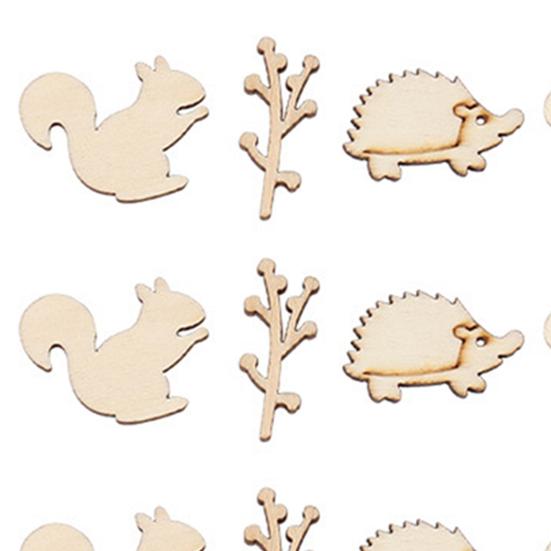 50Pcs Wood Chip Leaf Design DIY Multi-purpose Hollow Animal Christmas Crafts Home Decor