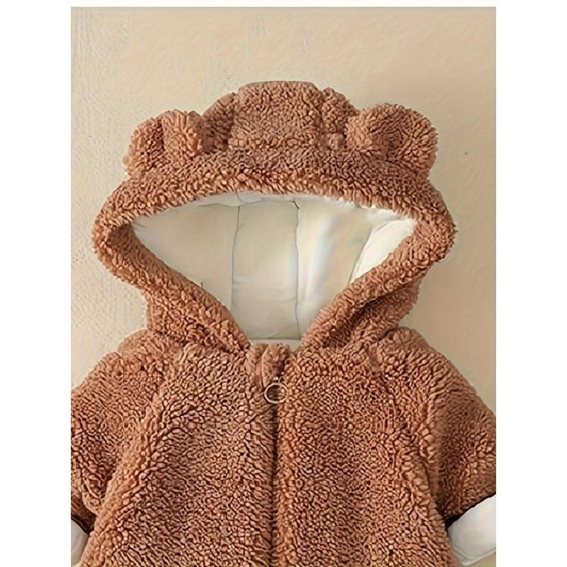 [Теплый комбинезон] Теплый комбинезон с капюшоном, Детская зимняя одежда | Декор в виде медвежонка для новорожденного, Детская одежда для мальчиков и девочек