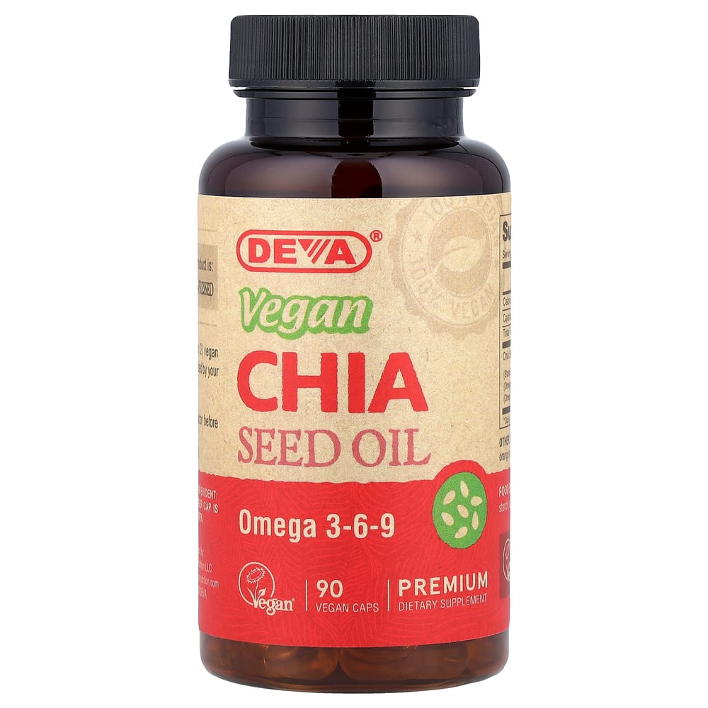 Deva Premium Vegan Chia Seed Oil Veggie Capsules, 90 Count