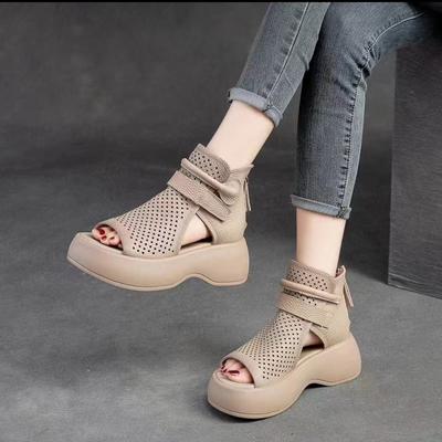 Женские сандалии Fish Mouth Hollowed Out Wedges Shoes Женские летние сандалии Толстые туфли на платформе Sandalias Mujer Повседневные летние ботинки