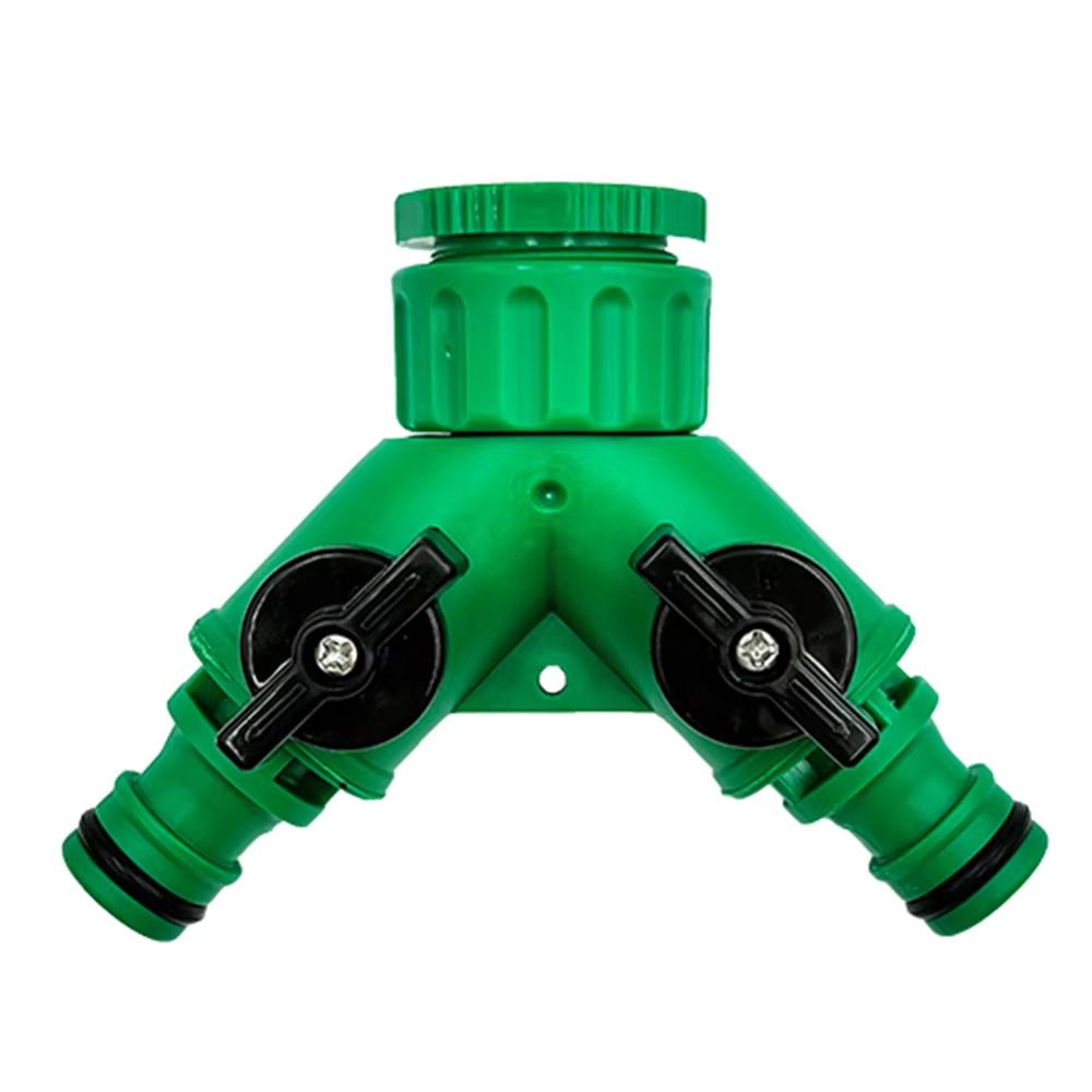 2 Way Y Shape Hose Splitter, Garden Water Pipe Connector with Switch Valve for Outdoor Watering Car Washing
