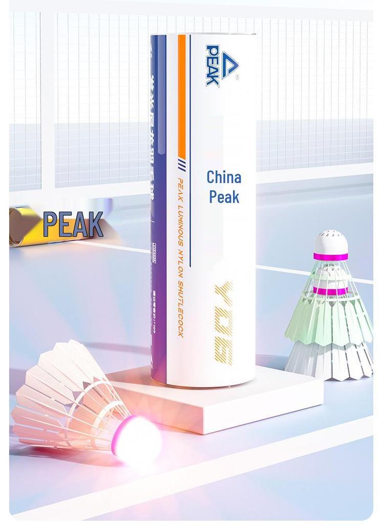 Светящиеся нейлоновые воланы для бадминтона PEAK, ветрозащитные, прочные, упаковка 12 шт. для соревнований/тренировок в помещении и на улице.