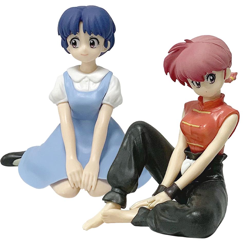 В наличии 10 см Ranma 1/2 Тэндо Аканэ Ранма ПВХ Аниме Фигурка Периферия Каваи Сидячие Игрушки Настольные Украшения для Автомобиля Модель Подарки