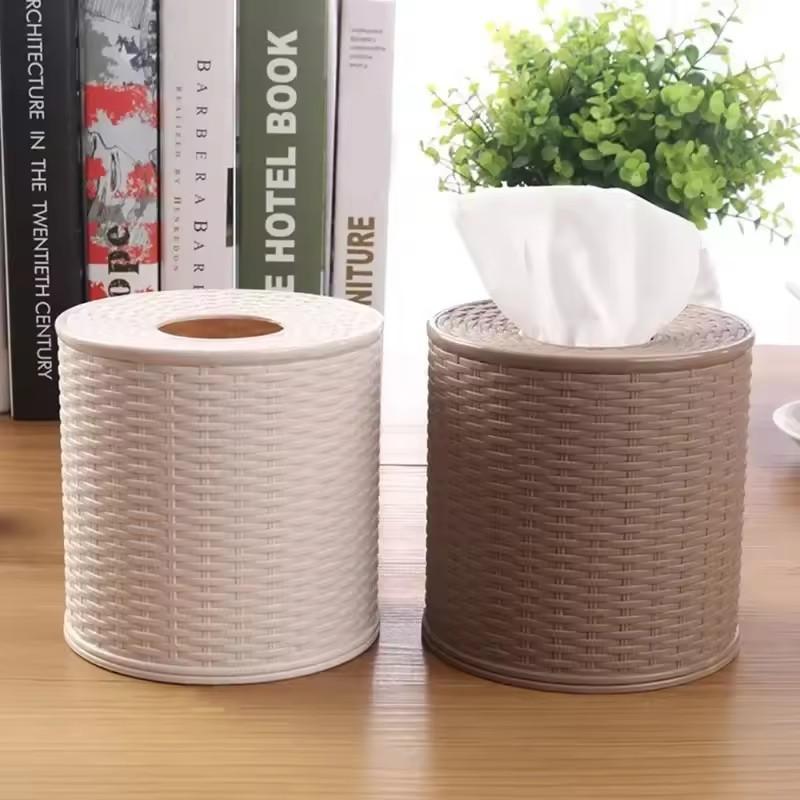 Plastic Tissue Box Holder Living Room Simulation Rattan Tissue Storage Box Toilet Bathroom Kitchen Organization Tissue Boxes