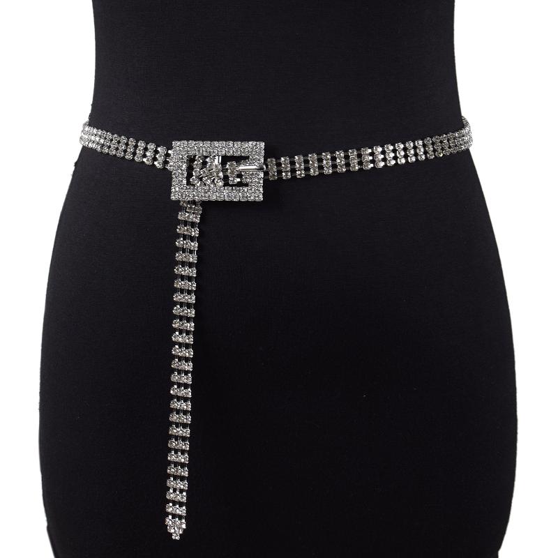 Chic Rhinestone Waist Chain Belt For Women Heart Shaped Buckle Thin Design For Dresses And Party Wear
