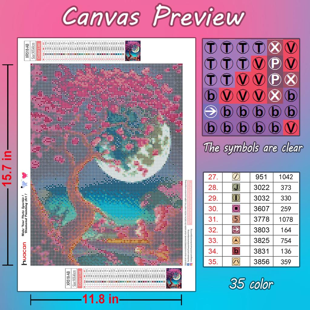 HuaCan Алмазная картина DIY Kit Пейзаж Картина Полный круглый дрель Мозаика Картины с деревом Вышивка Домашний декор