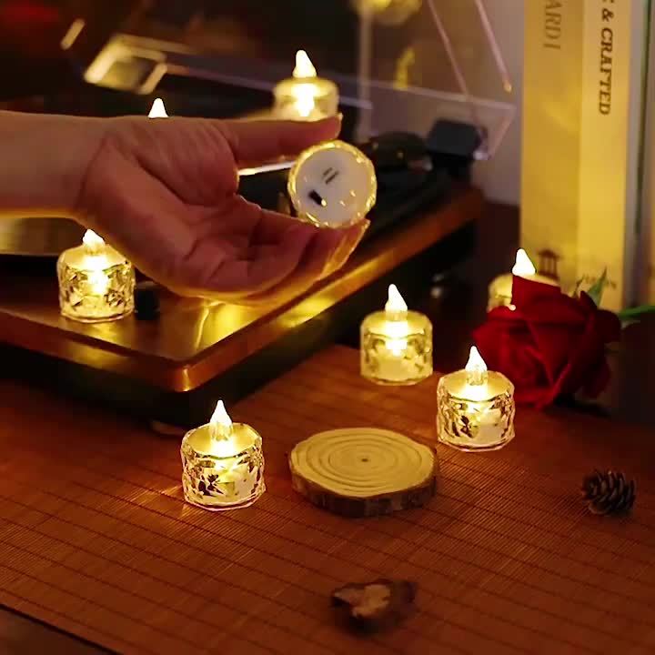 1pc Battery-Powered LED Crystal Flameless Tea Candle Light for Parties, Home Decor,Christmas Decorations