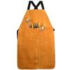 Orange Thick Cowhide Welding Apron Cowhide 90cm*60cm Pocket Design Welding Gear Wearproof Anti-scald Electrician Workwear