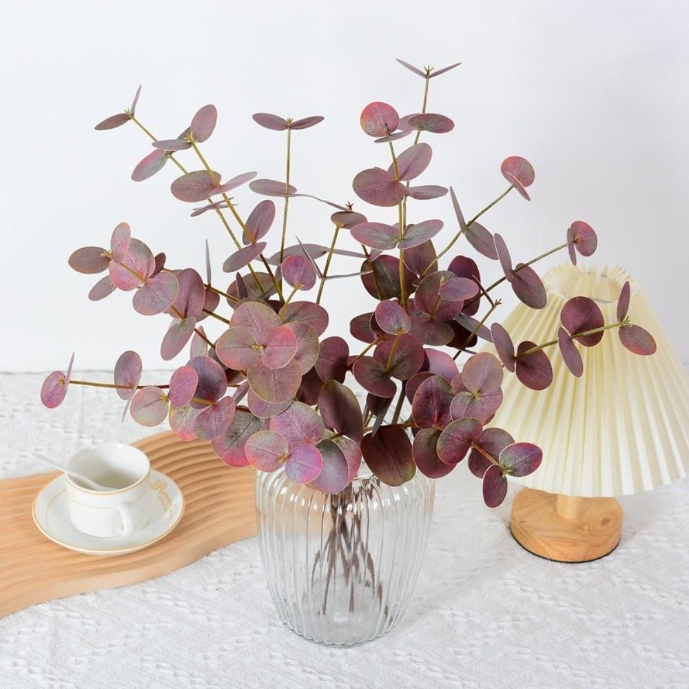 Round Leaves Fake Plants Background Flower Silk Eucalyptus Leaf Artificial Flowers Home Decoration