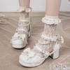 Sweet Women's Low Heels Mary Jane Lolita Shoes Luxury Lace White Pink Heeled Party Wedding Office Dance Shoes Female 2025 Summer