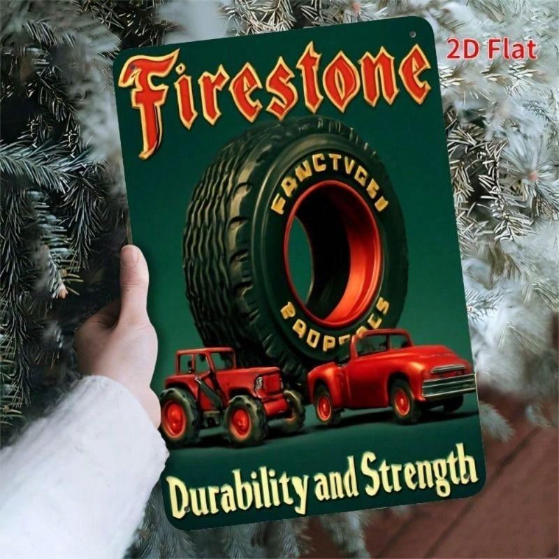 Винтажный металлический плакат шин Firestone, настенное искусство, декор для гаража