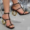 Fashion Square Toe Open Toe Alien Heel Temperament High Heels Women's Shoes Summer New High Quality Open Toe Sandals