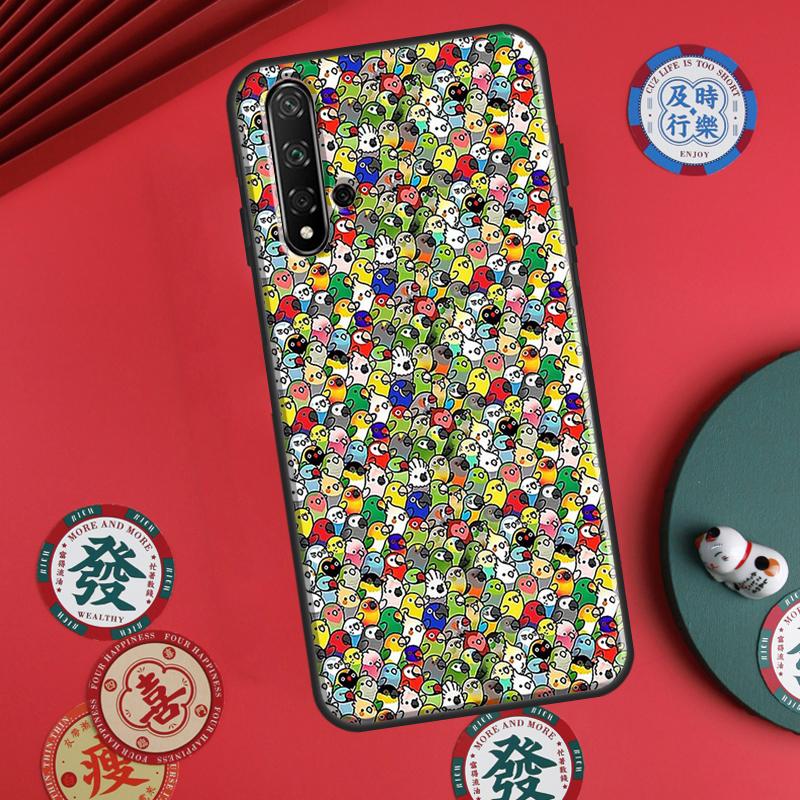 Cartoon Cockatiel Collage For Huawei P20 P30 P40 Lite P60 Pro Nova 12i 11i 8i 12s 9 10 SE Y90 Y60 Y70 Y72 Y61 Y91 Case