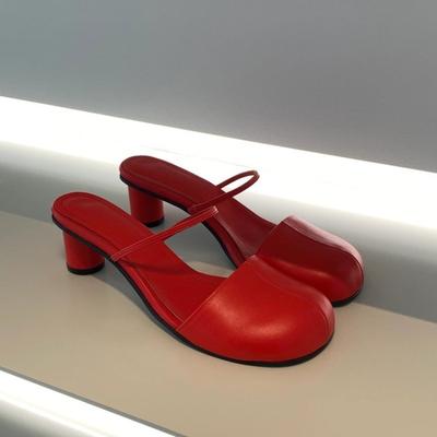 Новые туфли на высоком каблуке, женские шлепанцы, туфли-мюли на массивном каблуке, тренд 2025 года, босоножки с ремешком сзади, летние дизайнерские сексуальные женские туфли-лодочки, Zapatillas Mujer