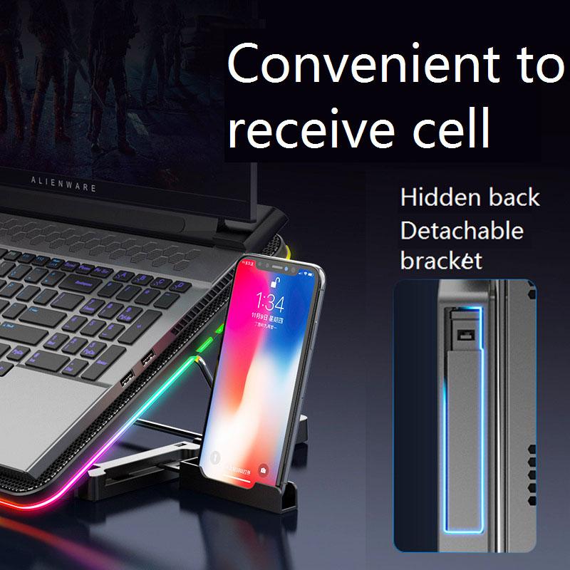 17-дюймовый игровой ноутбук, радиатор-кулер, охлаждающие подставки для ноутбука, шесть вентиляторов, светодиодный экран, два USB-порта, 2100 об/мин, регулируемый RGB-ноутбук