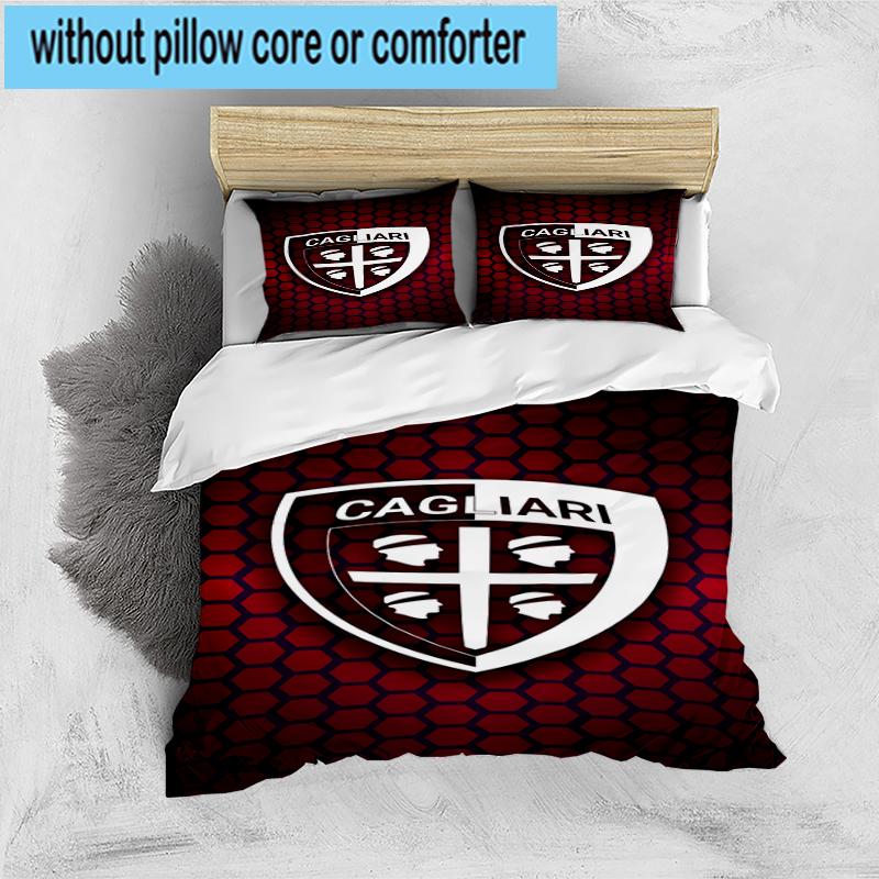 3PCS Football Cagliari Design Bedding Set,Including 1pc Duvet Cover And 2pcs Pillowcases Perfect for Bedroom, Dormitory, Fan Christmas gift