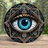 1PC Bohemian Evil Eye Tin Wall Art – Round Decorative Plate for Doors & Windows