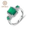 Gb 2 .28ct Emerald Cut Natural Green Agate Gemstone Vintage Rings Solid 925 Sterling Silver Fine Jewelry For Women