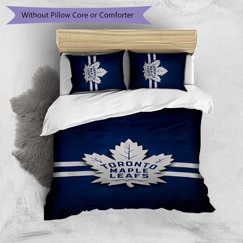 Toronto Maple Leafs Printed 3PCS Bedding Set Soft Breathable Duvet Cover Pillowcases Set Washable Bedroom Decor Home Gift