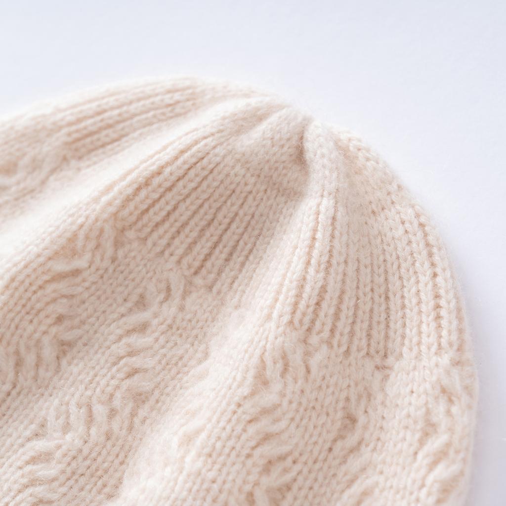 Autumn and winter new women's casual warmth knitted crimped water ripple solid color pure cashmere hat